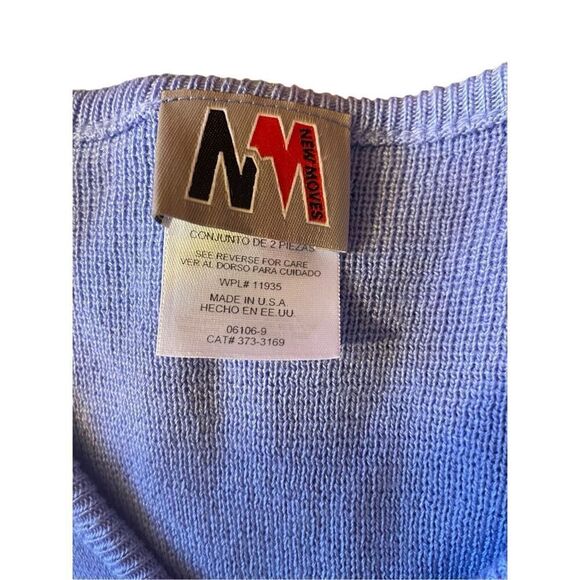 New Moves Vintage Violet Blue Floral Beaded Button Front Cardigan Size Large - Picture 10 of 11